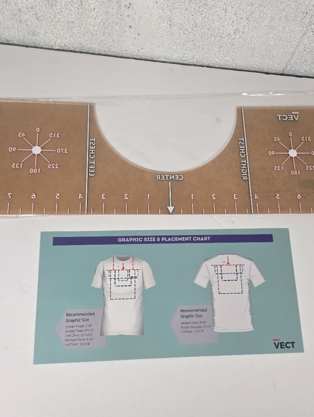 VECT T-Shirt Alignment Ruler Guide Tool Graphic Placement Centering Tool